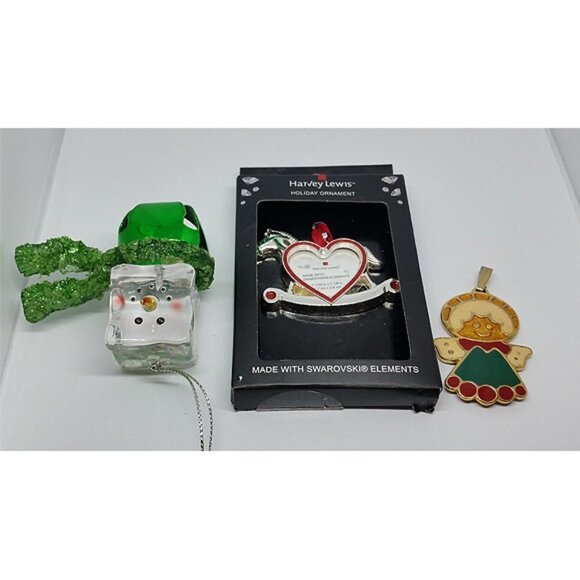 Bundle 3 ornaments Harvey Lewis Swarovski elements Wallace Silversmiths … - Picture 1 of 4